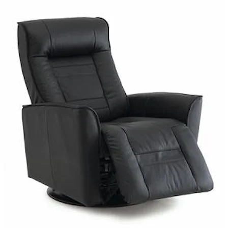 Contemporary Power Swivel Glider Recliner with Flared Arms and Defined Headrest